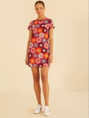 Adidas X Farm Rio Women's Floral Mini Dress - Pink and Orange